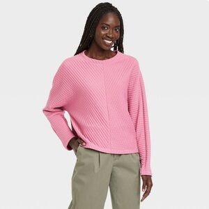 A New Day Women's Textured Pink Sweater